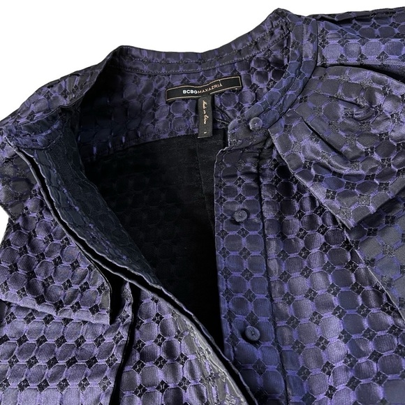 NWOT BCBG MaxAzria Dark Textured Purple Ruffle Collar Dress Women's Size M - Picture 11 of 16